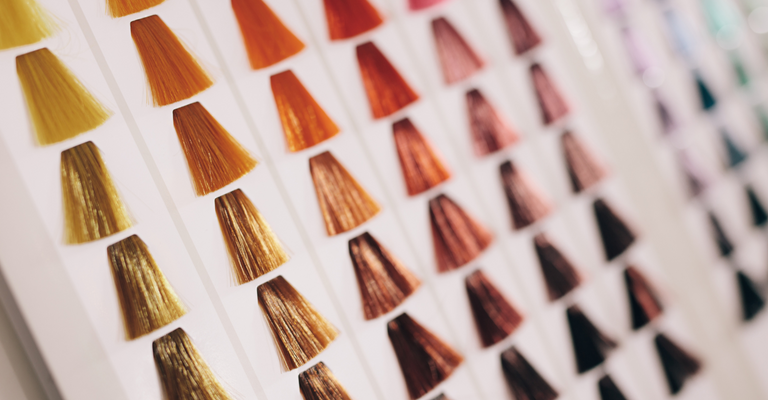 various hair color samples. 