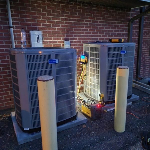Two HVAC units outside of home