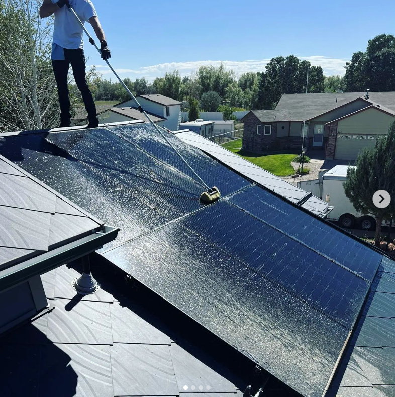 washing rooftop solar panels