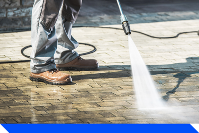 power washing brick driveway