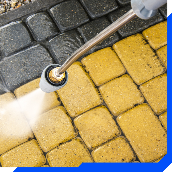 power washing colored brick sidewalk