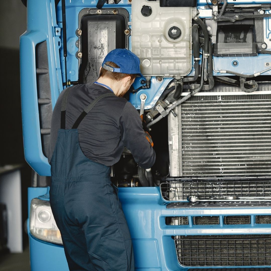 semi truck being repaired semi truck being repaired