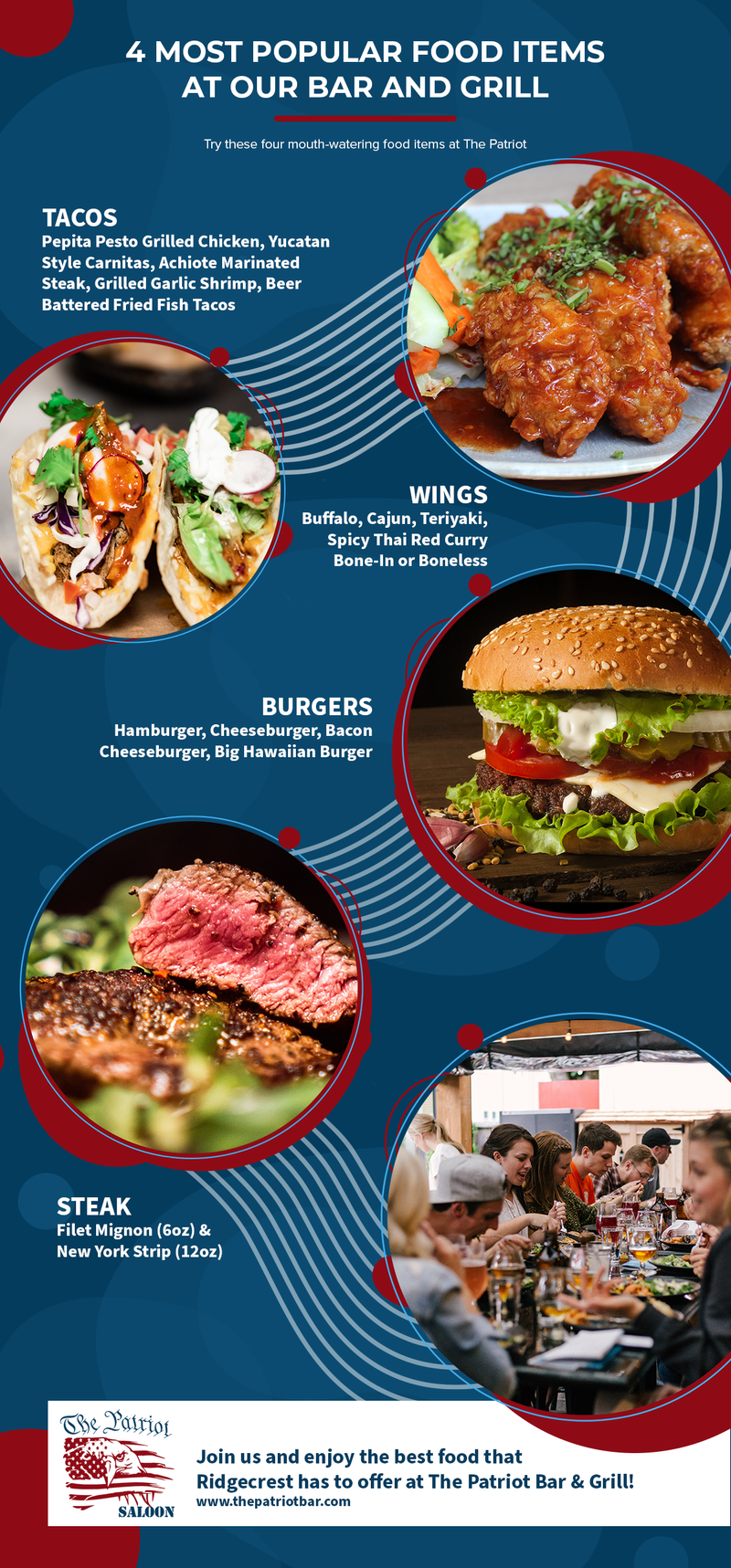 4 Most Popular Food Items at Our Bar and Grill Infographic
