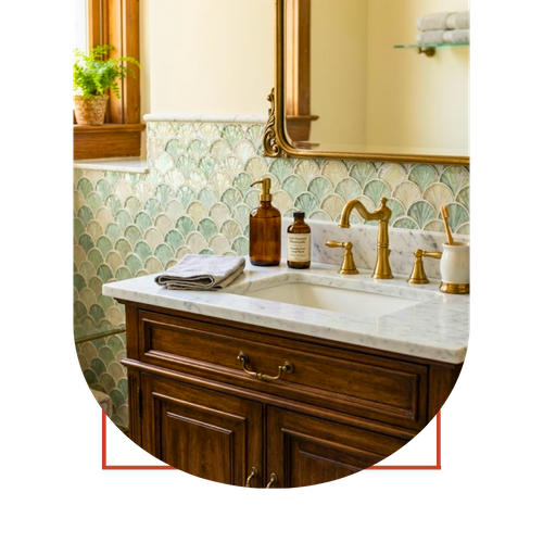 a renovated bathroom vanity in a Ball Ground home, balancing historic charm with modern luxury