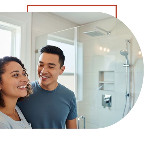 couple happy with their shower conversion