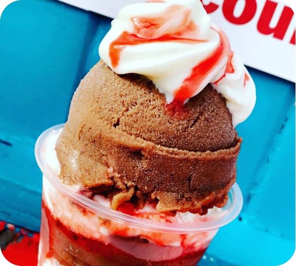 Chocolate and berry water ice