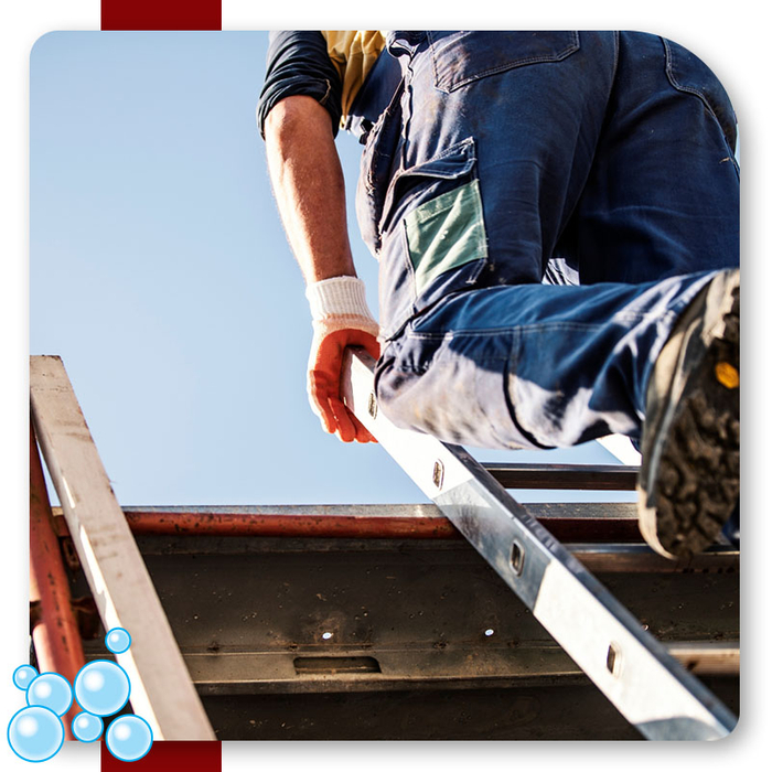 man climbing ladder