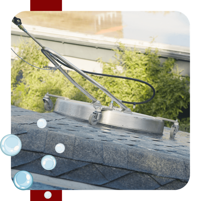 roof cleaning in progress