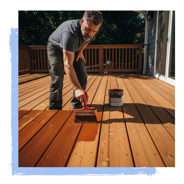 man staining a deck