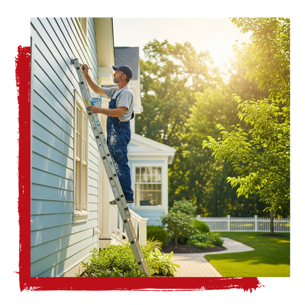 man painting exterior of house