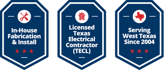 Licensed Texas Electrical Contractor (TECL), In-House Fabrication & Install, Serving West Texas Since 2004
