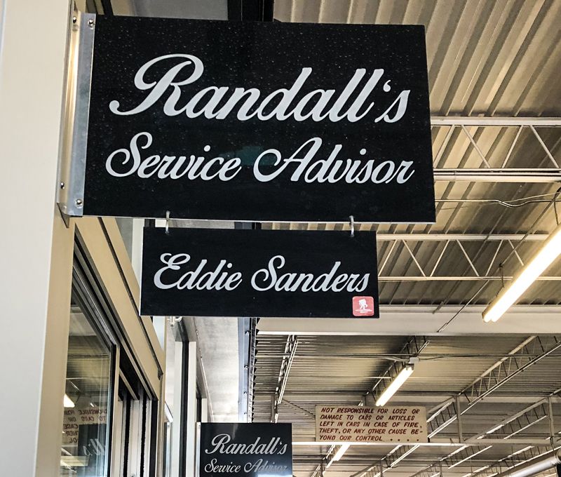 Randall's Service Advisor sign