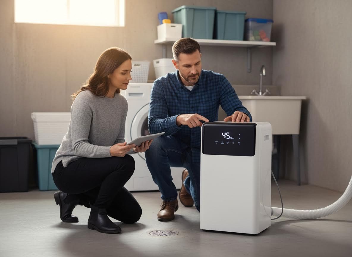 Man and Woman Adjusting Home Appliance Settings