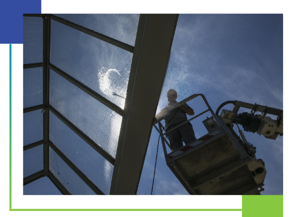 pressure washing glass roof