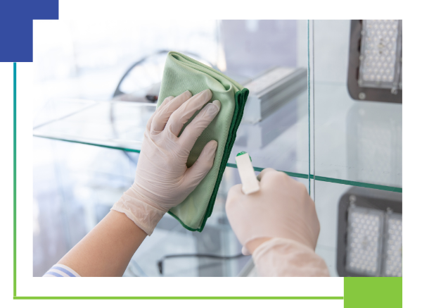 washing display case glass