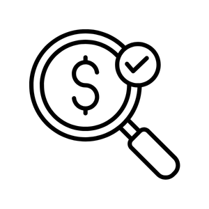 magnifying glass with money