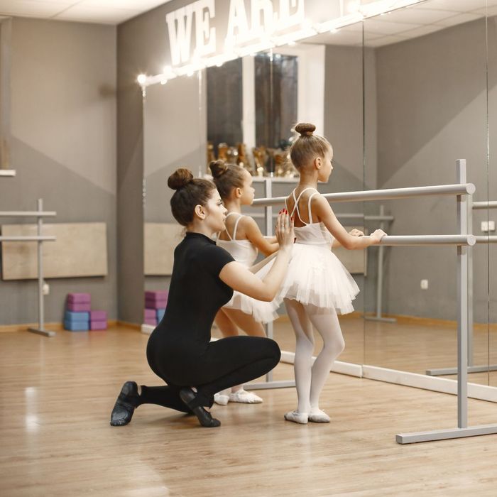 two girls in ballet class
