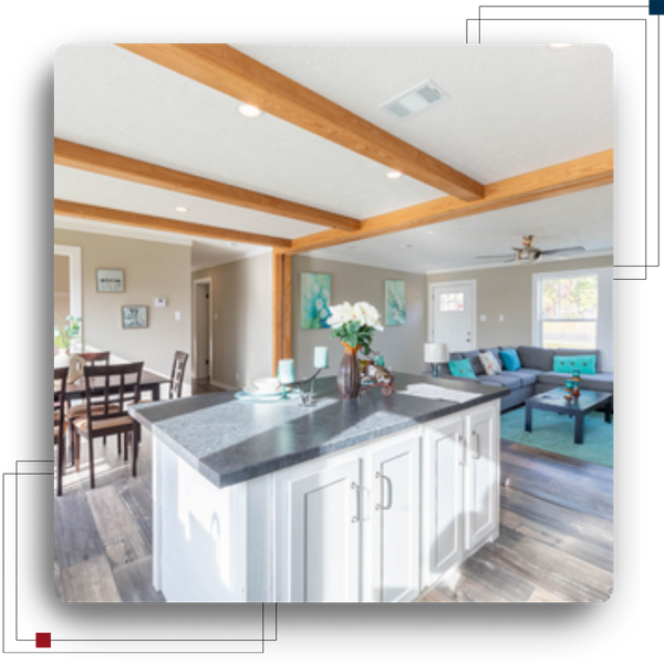 Island counter in a living space