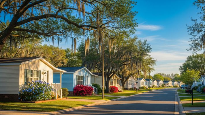 Row of manufactured homes