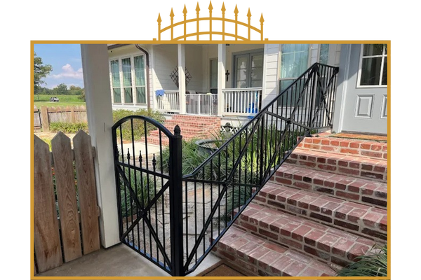 Wrought iron gate and fence. Wrought iron gate and fence.