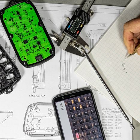 calculator and blueprints