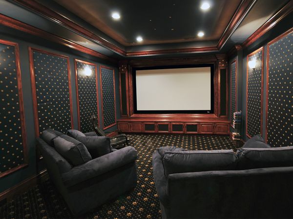 Theatre seating in a room with large projecter Theatre seating in a room with large projector