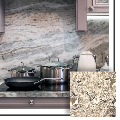 kitchen stovetop with large backsplash