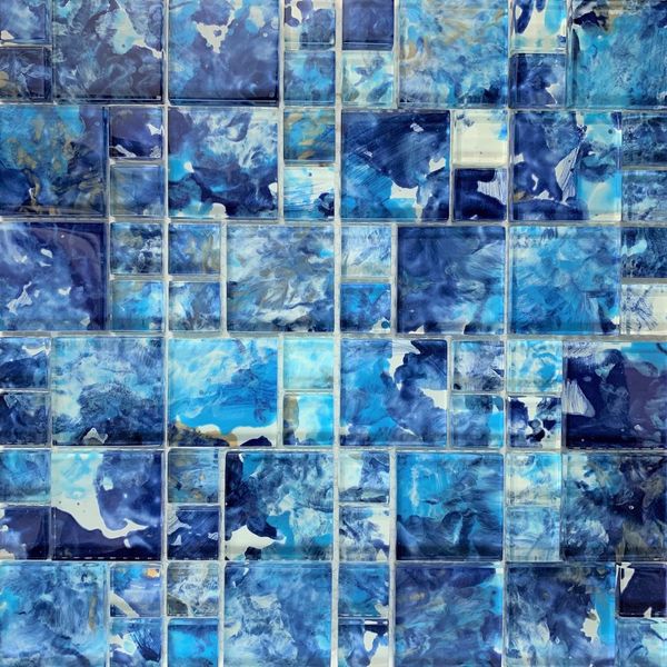 beautiful blue tile backsplash