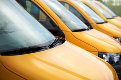 row of yellow cars