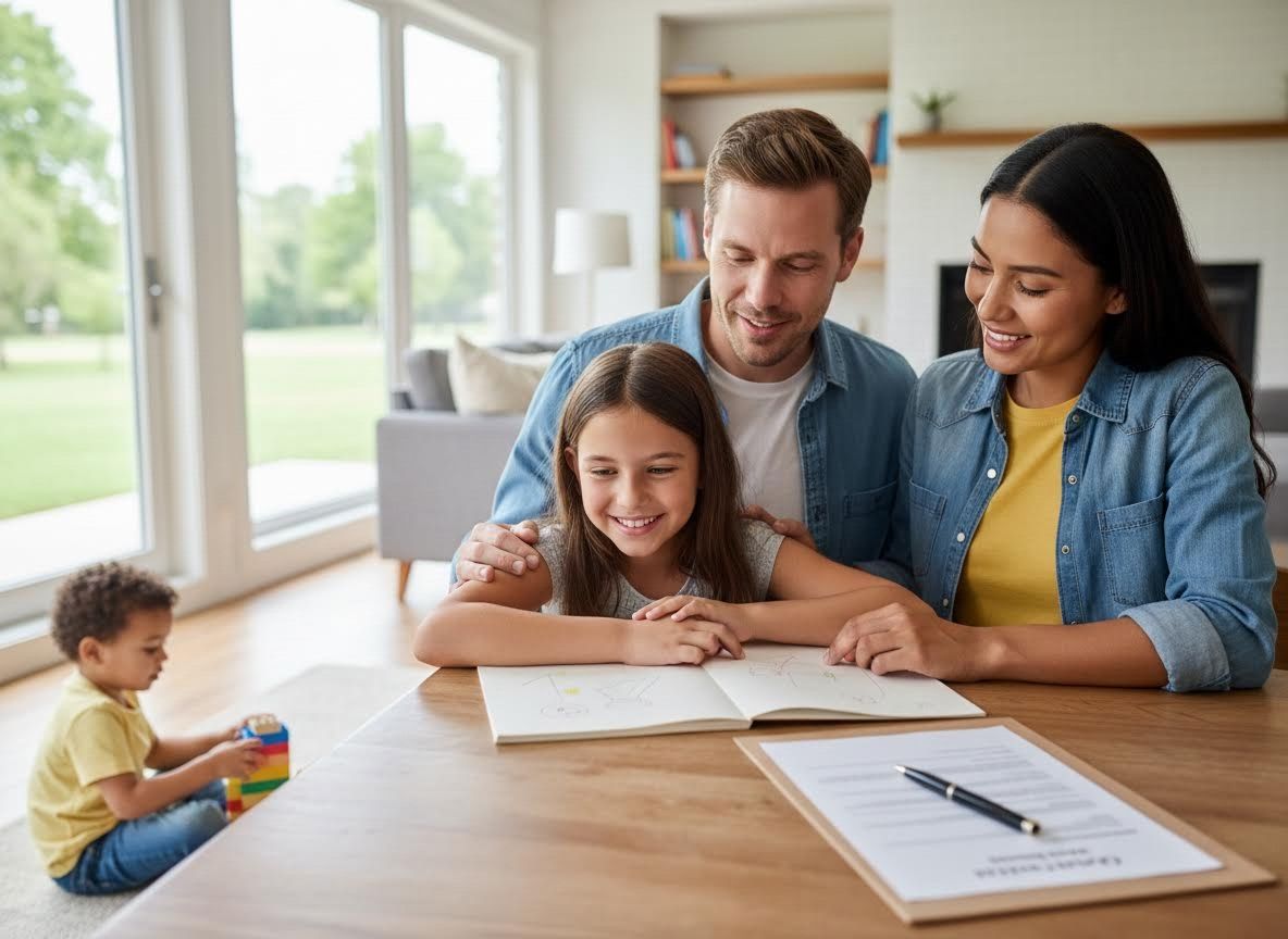 Family Drawing and Playing at Home