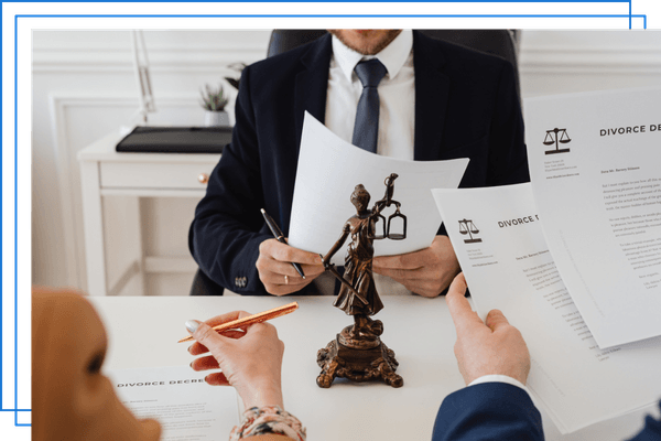 attorney with divorce paperwork