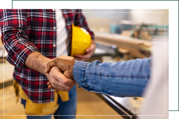 Shaking hands with home builder