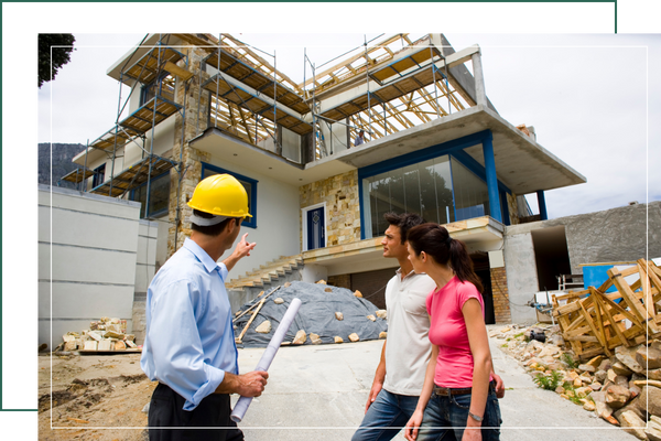 Contractor talking to homeowners
