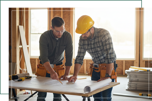 Remodeling contractors going over their plans