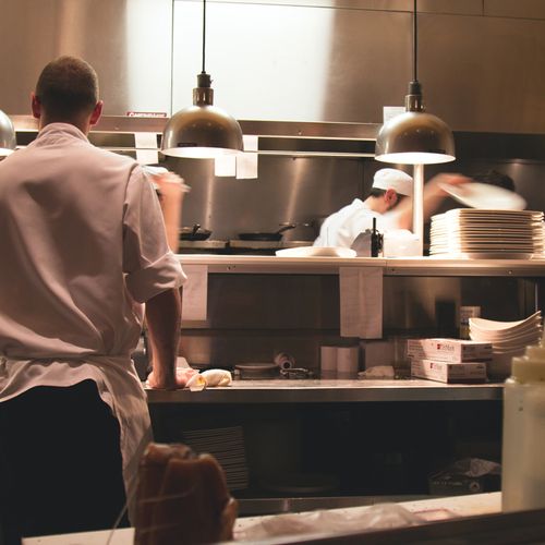 a chef in a kitchen