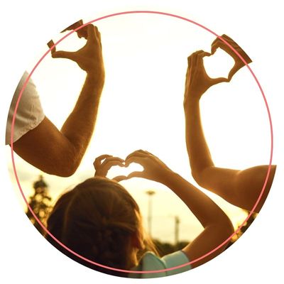 family making heart hands