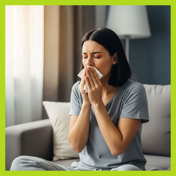 A person experiencing allergy-like symptoms A person experiencing allergy-like symptoms