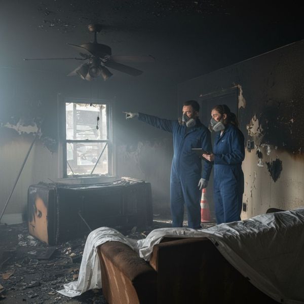 team inspecting the property for structural damage 