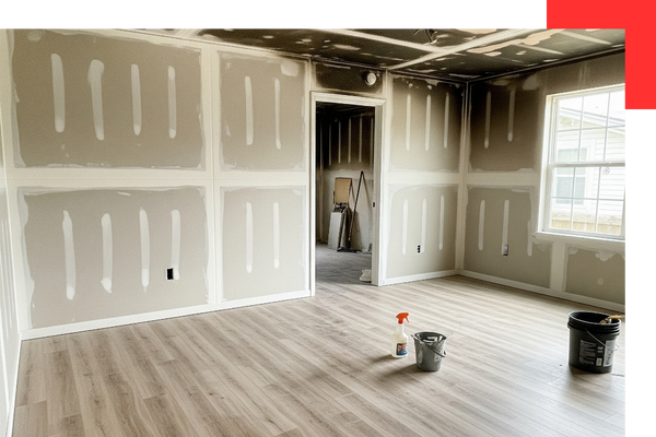 A recently fire damage restored room