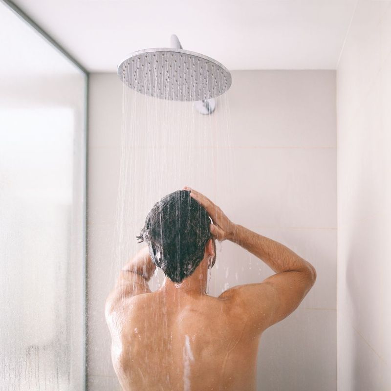 man taking shower