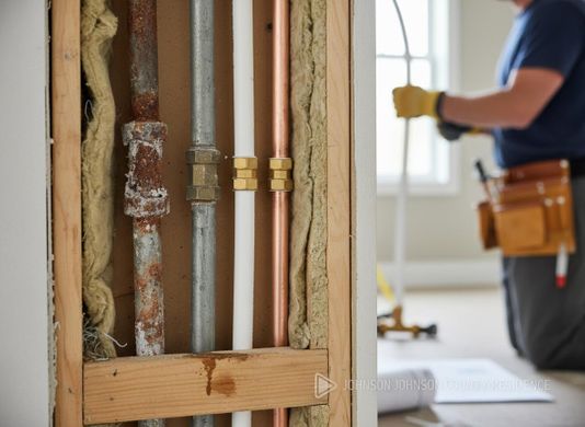 Plumbing Pipes in Wall with Plumber
