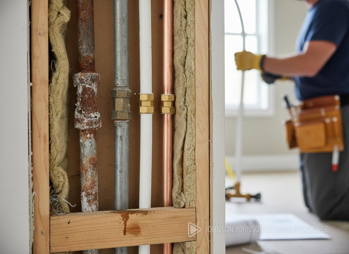 Plumbing Pipes in Wall with Plumber