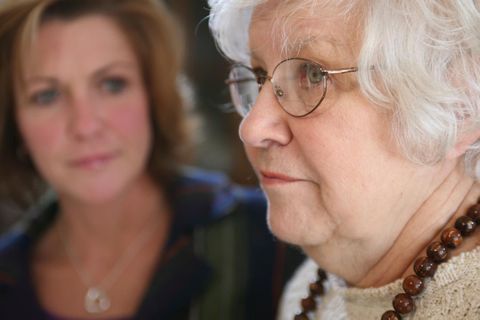 woman looking at older woman