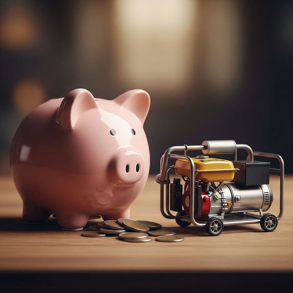 piggy bank next to generator model