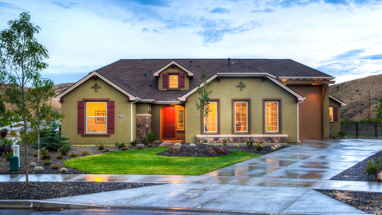 home with lights on