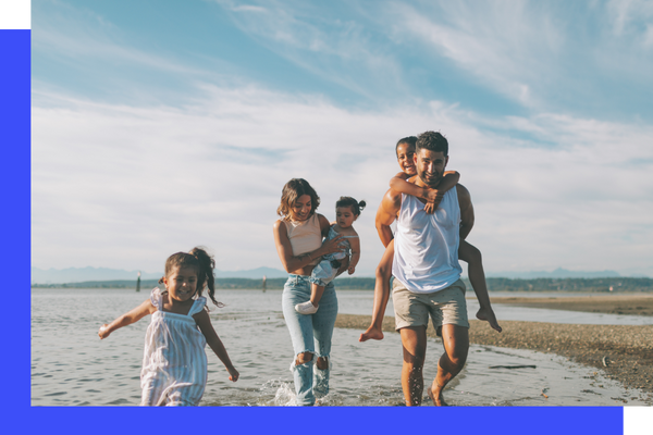 family on a beach. family on a beach.
