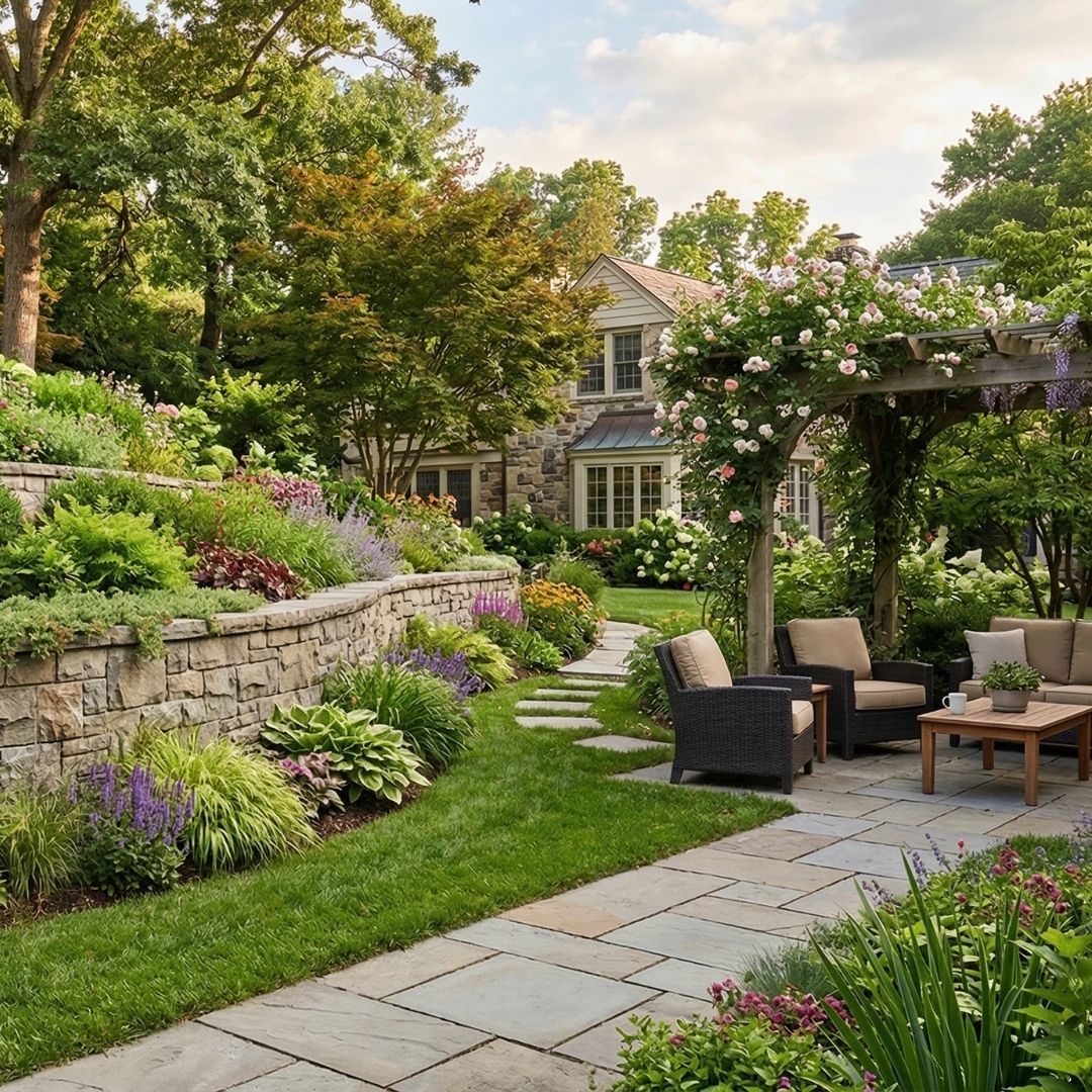beautiful yard with retaining walls beautiful yard with retaining walls