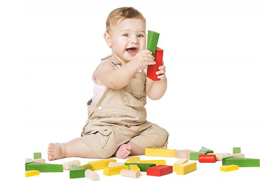 toddler playing with blocks