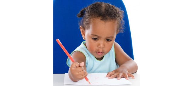 child practicing writing