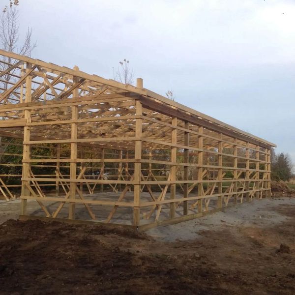 Pole barn construction.